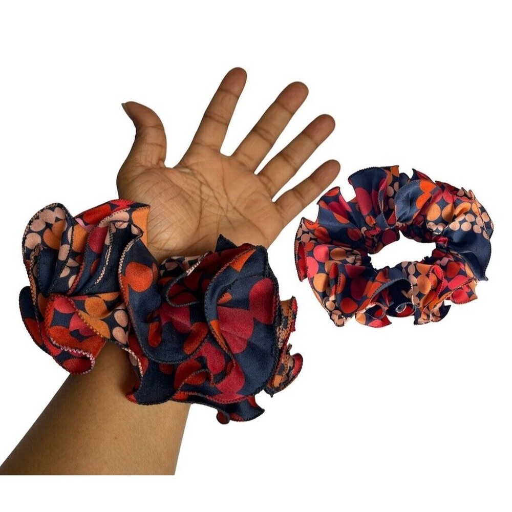 New Women Red Scrunchie Ruffled design Multicolor Polkadots